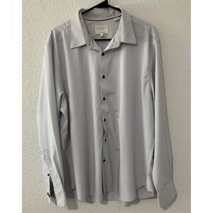 Con.struct Slim Fit Blue Polka Dot Print Button Up Shirt Size XL 4 Way Stretch